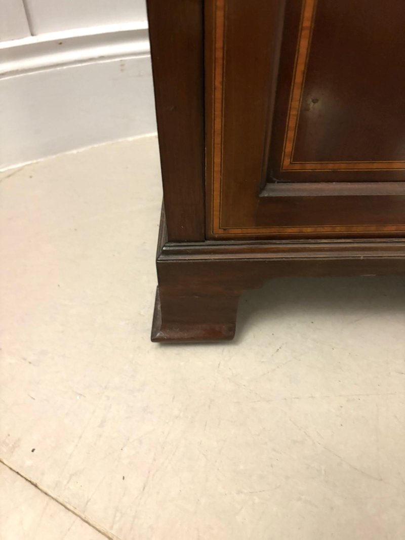 Antique Edwardian Mahogany Display Cabinet with Satinwood Inlay